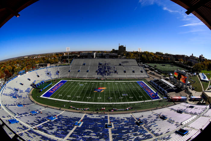 a general view of kansas' memorial stadium