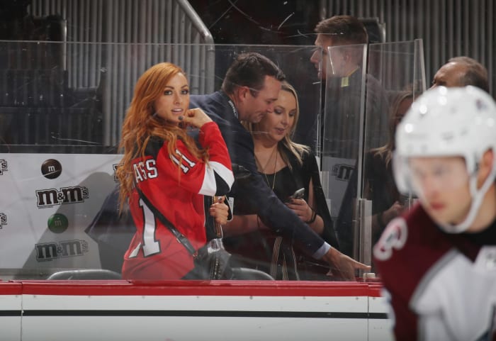 wwe star becky lynch attends a game