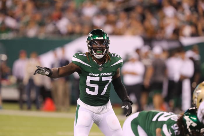 CJ Mosley calls out a play.