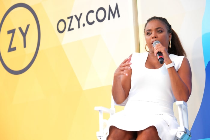 Jemele Hill speaking onstage.