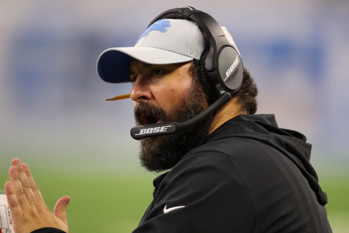 A closeup of Detroit Lions coach Matt Patricia.
