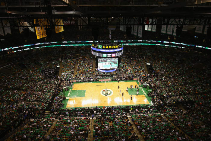 A general view of TD garden during a Celtics game.