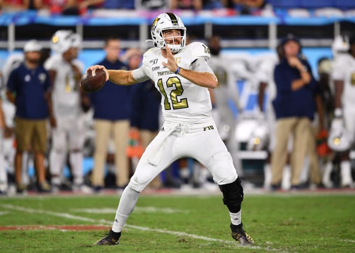 James Morgan of the FIU Panthers looks to pass.