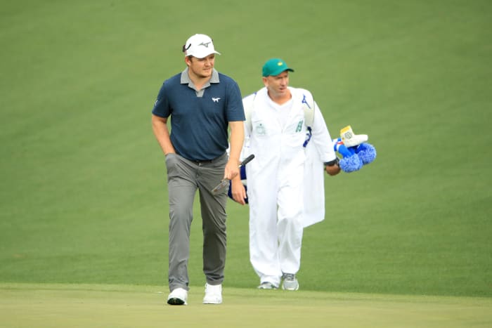 Eddie Pepperell playing his first round at The Masters.