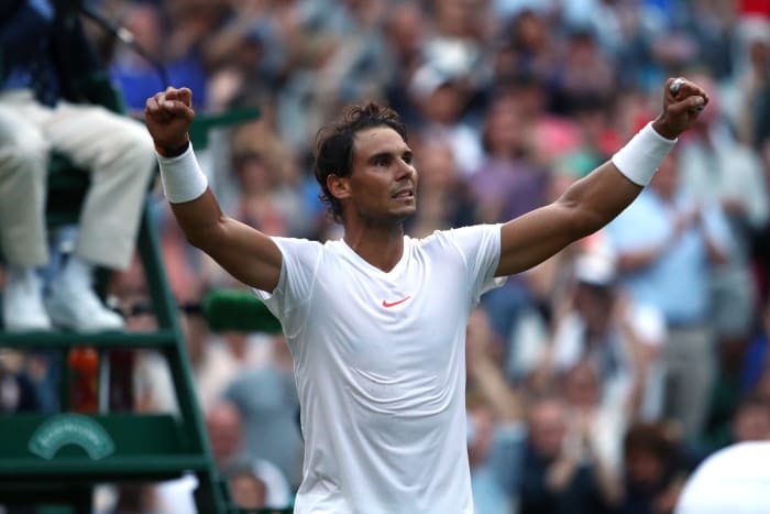 Rafael Nadal wins a big tennis match.