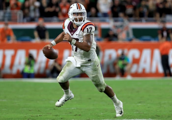 Josh Jackson escapes from the pocket.