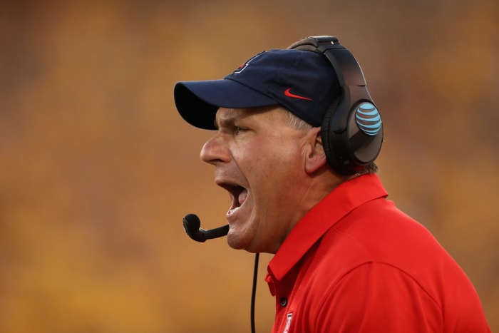 Rich Rodriguez isn't happy with a play.