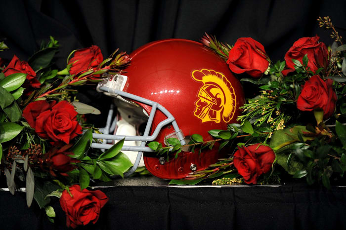 A USC football helmet.