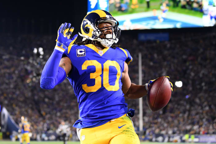 Rams RB Todd Gurley celebrating a touchdown.