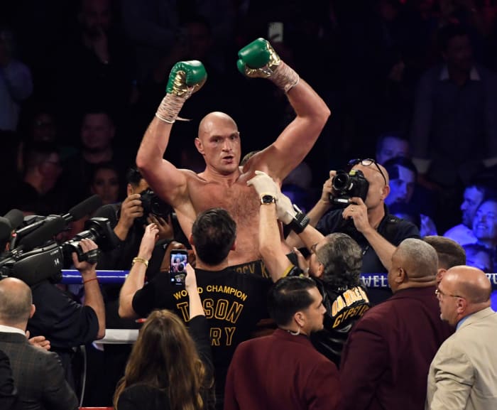 Tyson Fury's reaction to his win on Saturday night.