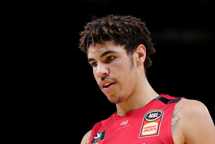 LaMelo Ball during a game overseas in New Zealand.