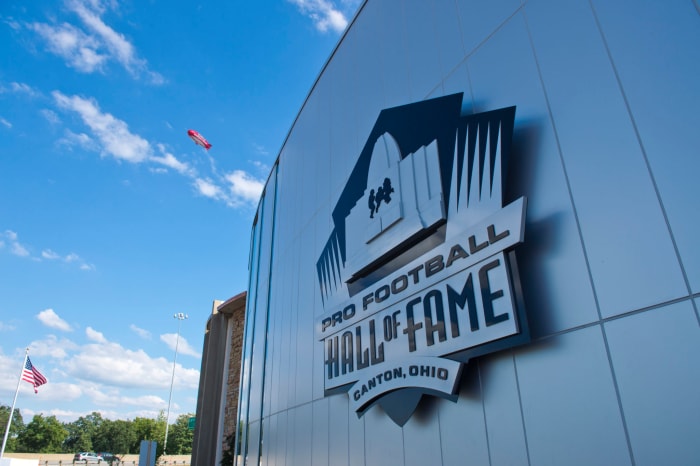 An exterior view of the Pro Football Hall Of Fame.