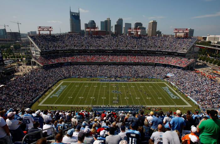 A general view of the Tennessee Titans stadium during the day.