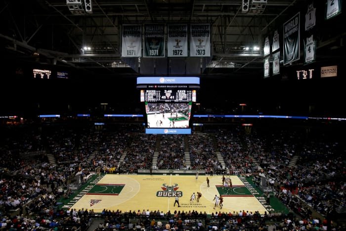 A general view of the Milwaukee Bucks court.