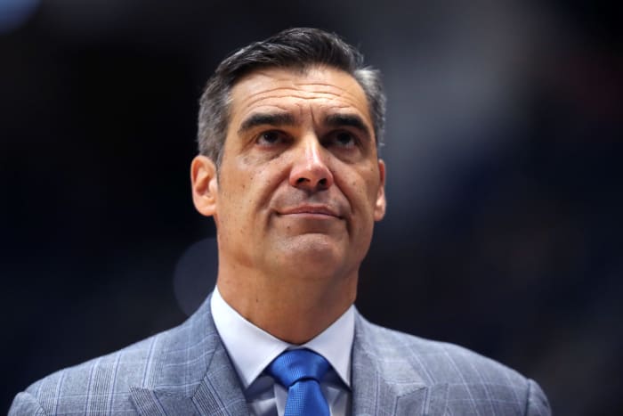Jay Wright looks on as Villanova plays Saint Mary's.