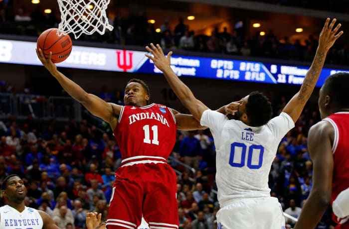Yogi Ferrell extends for a layup against Kentucky.