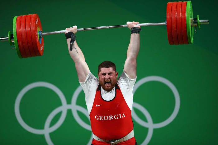 Lasha Talakhadze completes a lift.