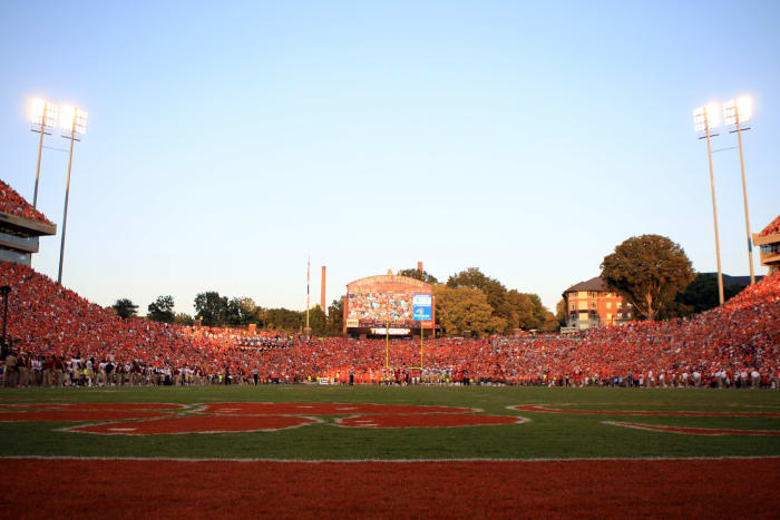 An general view of Clemson's football field during a game.