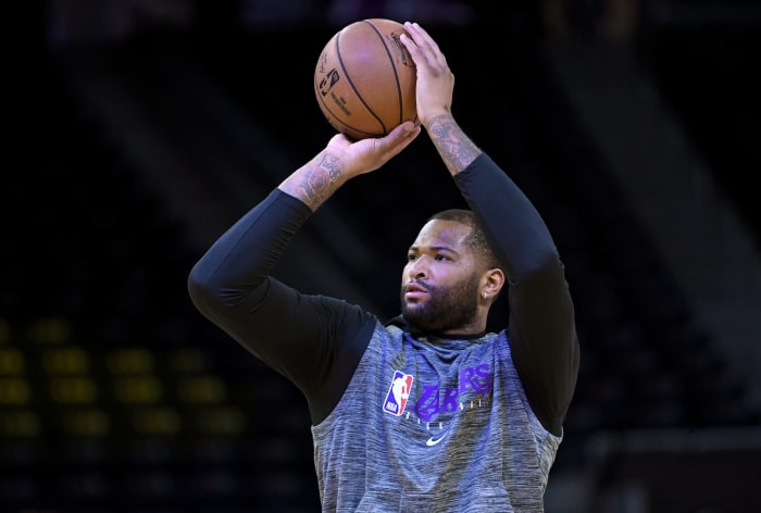 DeMarcus Cousins shooting around prior to Lakers game.