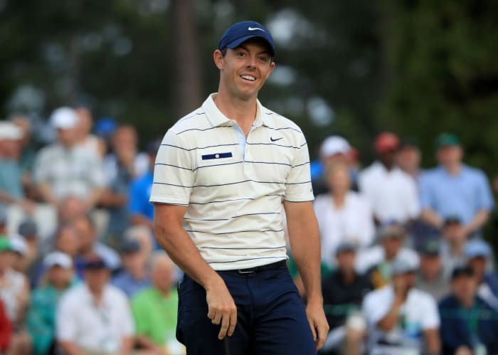 A solo shot of Rory McIlroy on the golf course.