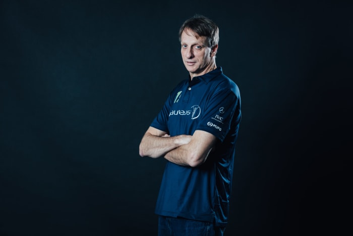 Tony Hawk posing for a photo.
