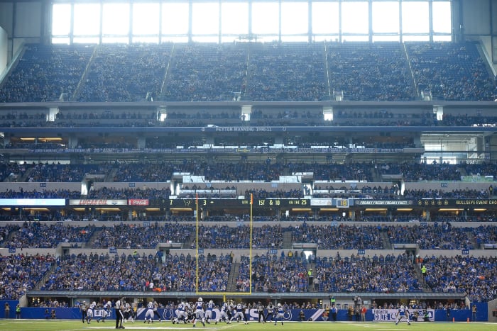 An interior view of the Indianapolis Colts stadium.