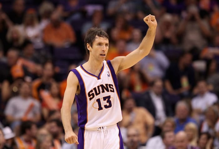 Steve Nash raising his fist.