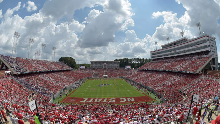 A general view of NC State's football field.