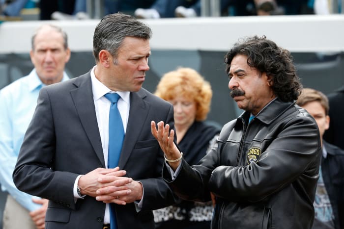Jacksonville Jaguars owner Shahid Khan with Mark Brunell.