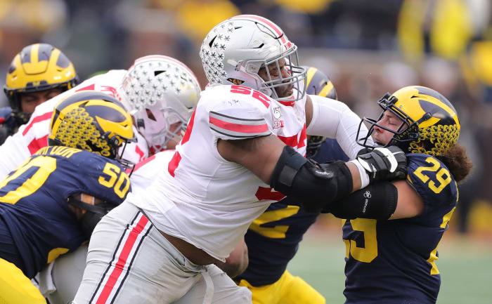 Ohio State football standout offensive lineman Wyatt Davis.
