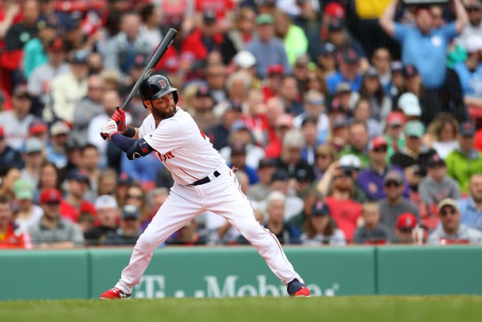 Boston Red Sox 2B Dustin Pedroia at bat.