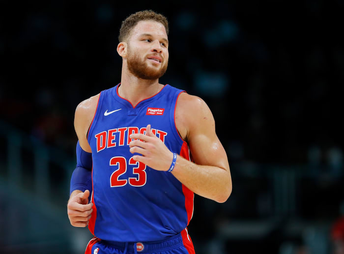 A closeup of Blake Griffin during a game.