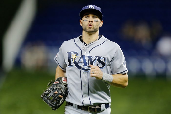 Tampa Bay's Kevin Kiermaier pitching against the Miami Marlins.