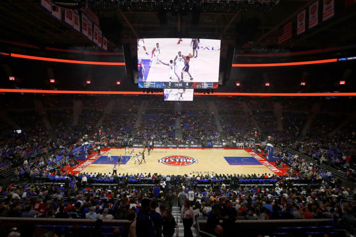 A general view of the Detroit Pistons arena.