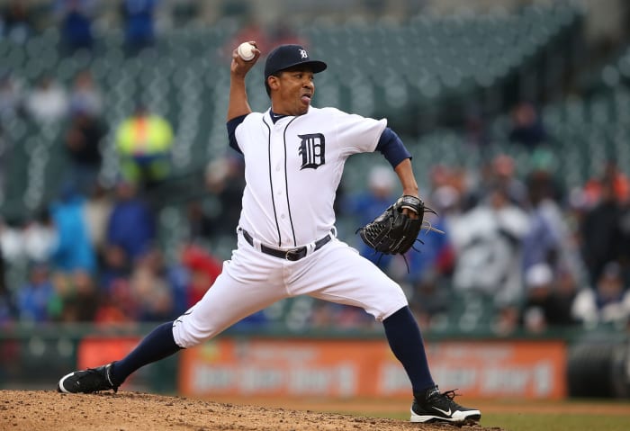 Octavio Dotel delivers a pitch for the Detroit Tigers.