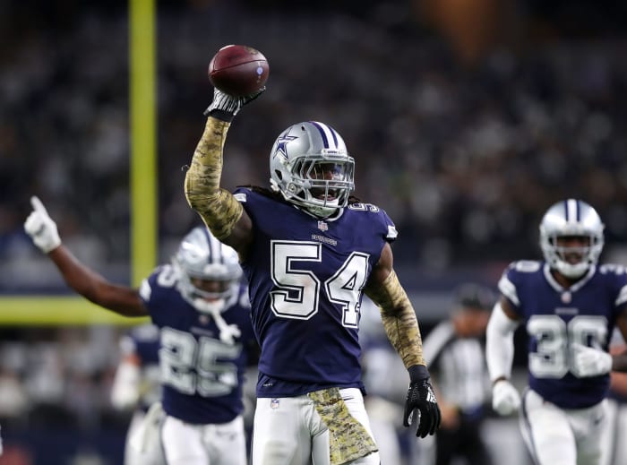 Jaylon Smith celebrates for the Dallas Cowboys.