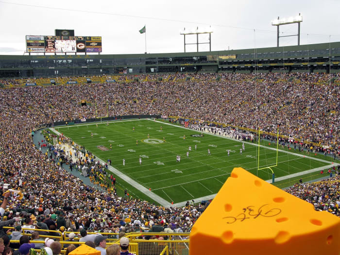 A general view of Lambeau Field during a Green Bay Packers game.