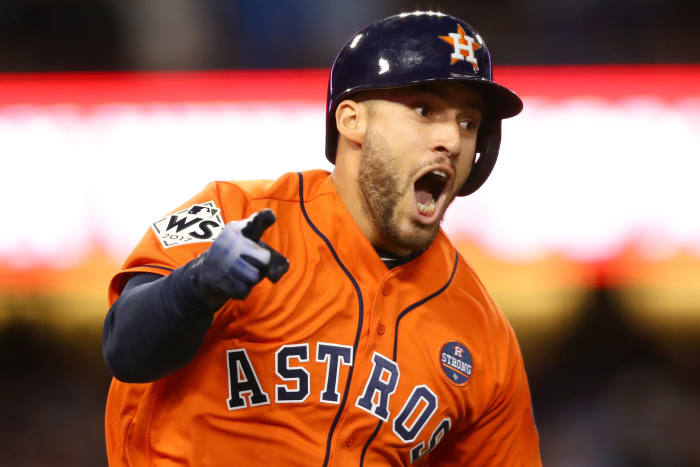 George Springer celebrating a home run.