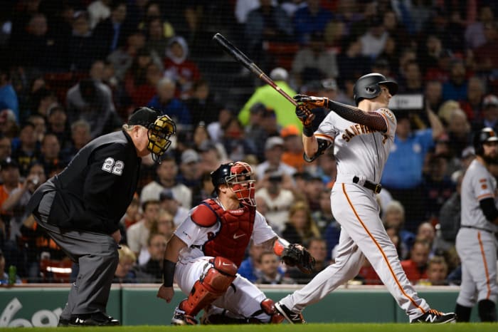 Mike Yastrzemski hits a home run at Fenway.