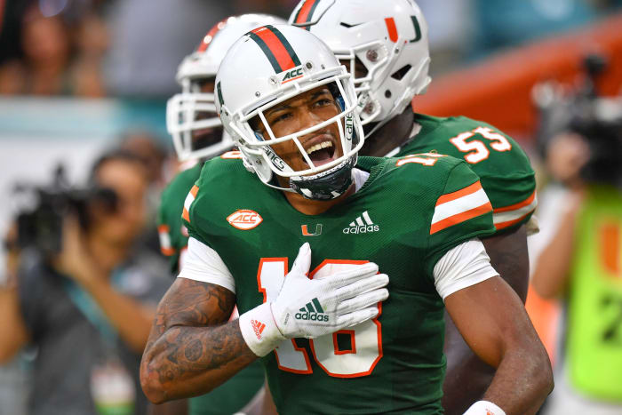 Miami wide receiver Lawrence Cager.