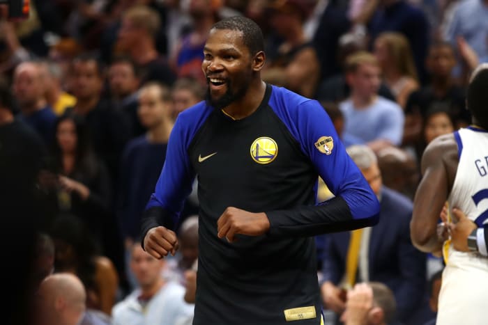 Kevin Durant celebrating during a game.