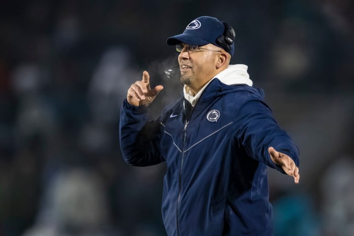 A solo shot of Penn State coach James Franklin.