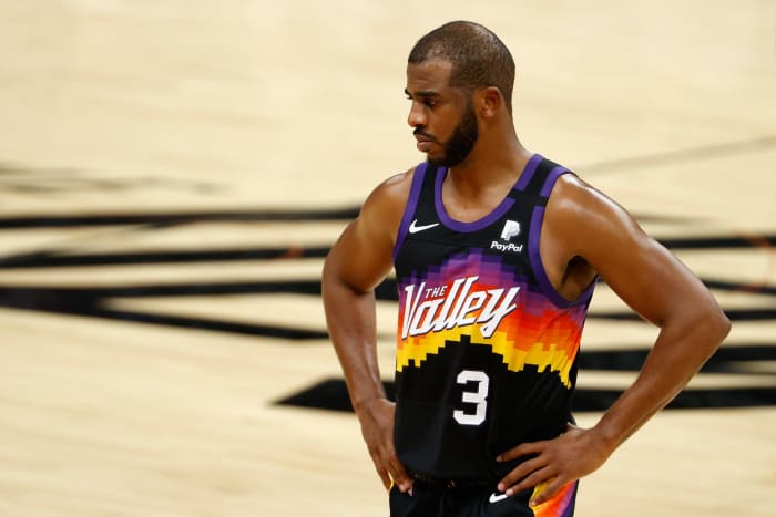 Chris Paul during a Denver Nuggets v Phoenix Suns game.