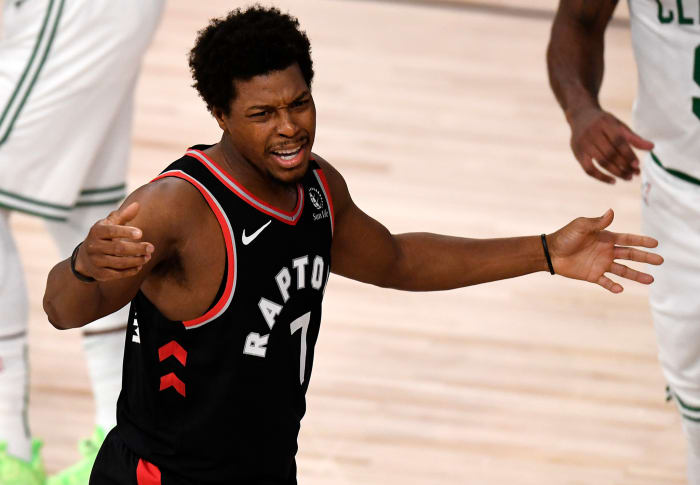 Toronto Raptors guard Kyle Lowry vs. the Celtics.