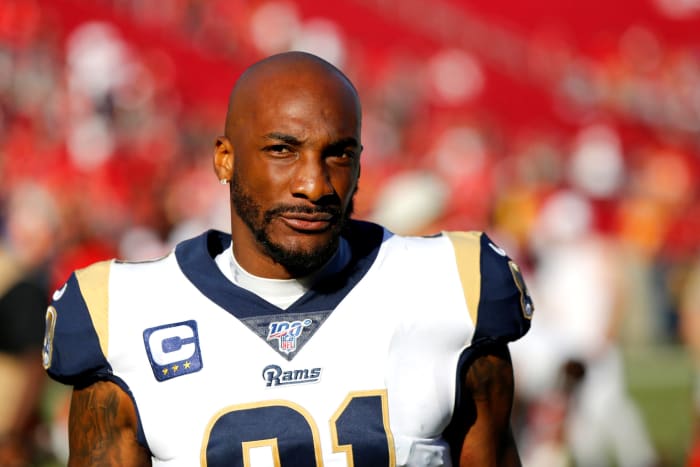Aqib Talib walking off the field.