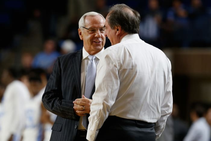 Fran Dunphy talks to Roy Williams.