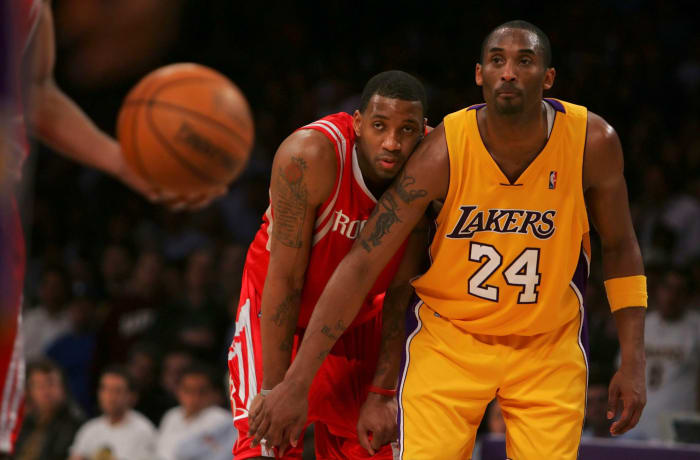 Kobe Bryant and Tracy McGrady on the court together.
