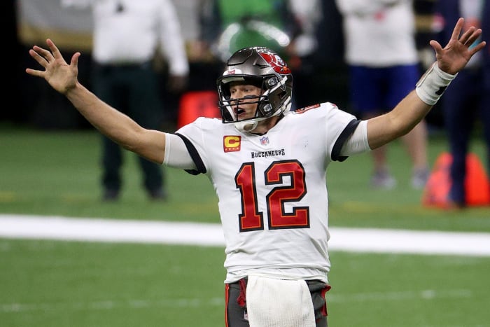 Tampa Bay Buccaneers quarterback Tom Brady against the Saints.