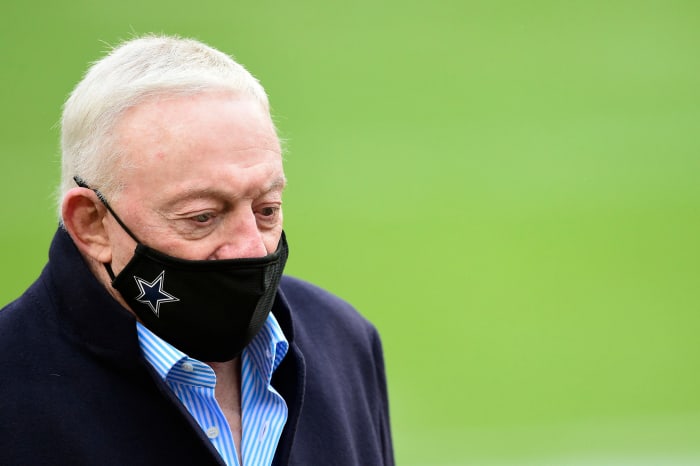 Dallas Cowboys owner Jerry Jones on the field.