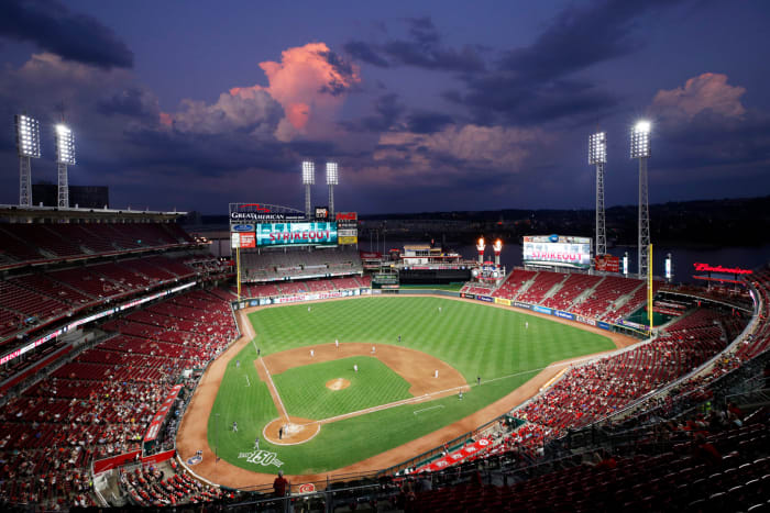 Cincinnati Reds ballpark on a night.
